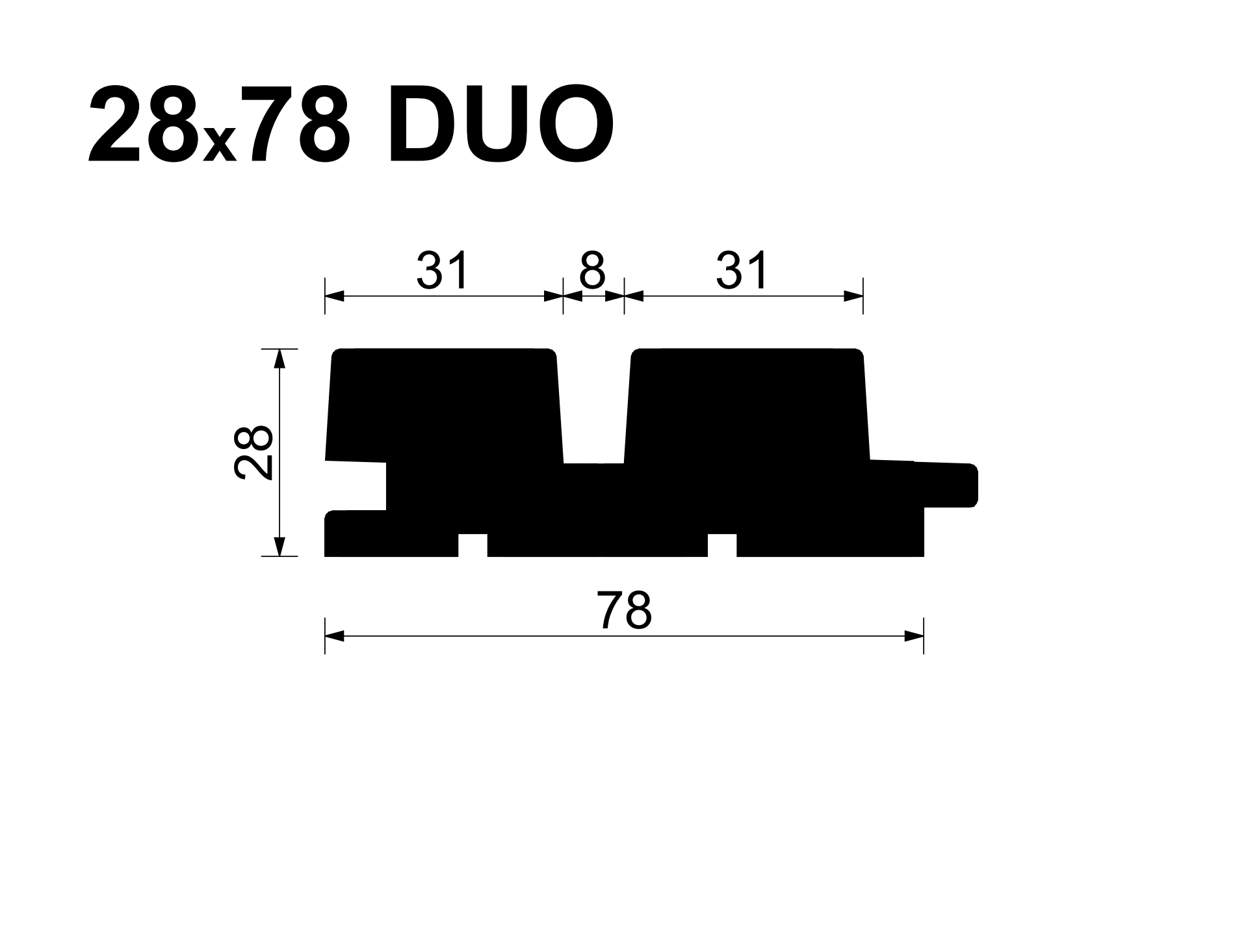 Вагонка реечная ДУО Ольха (EA) 28*78*2500