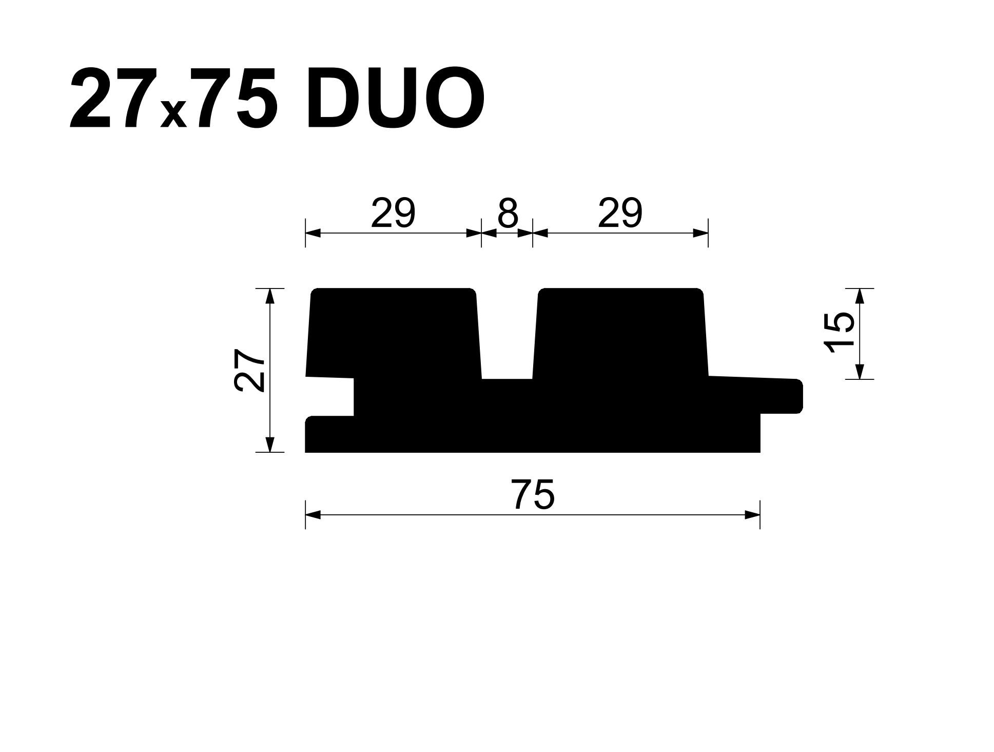 Вагонка реечная ДУО Ольха (EA) 27*75*2100