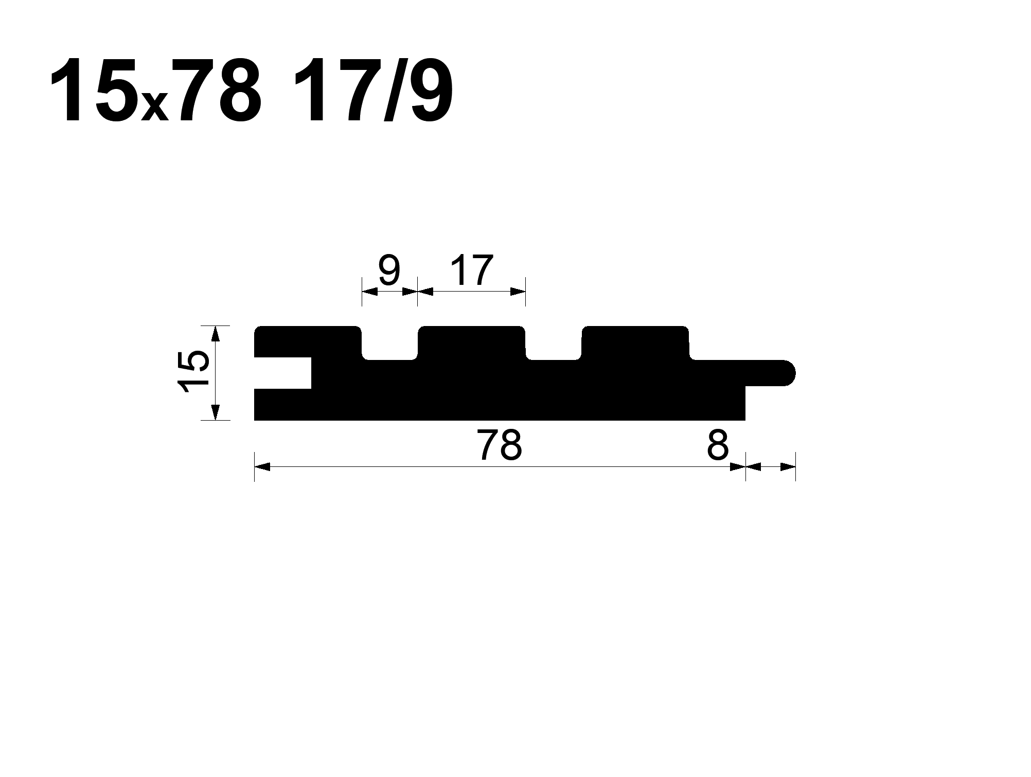 Вагонка реечная 17/9 Ольха (EA) 15*78*2800