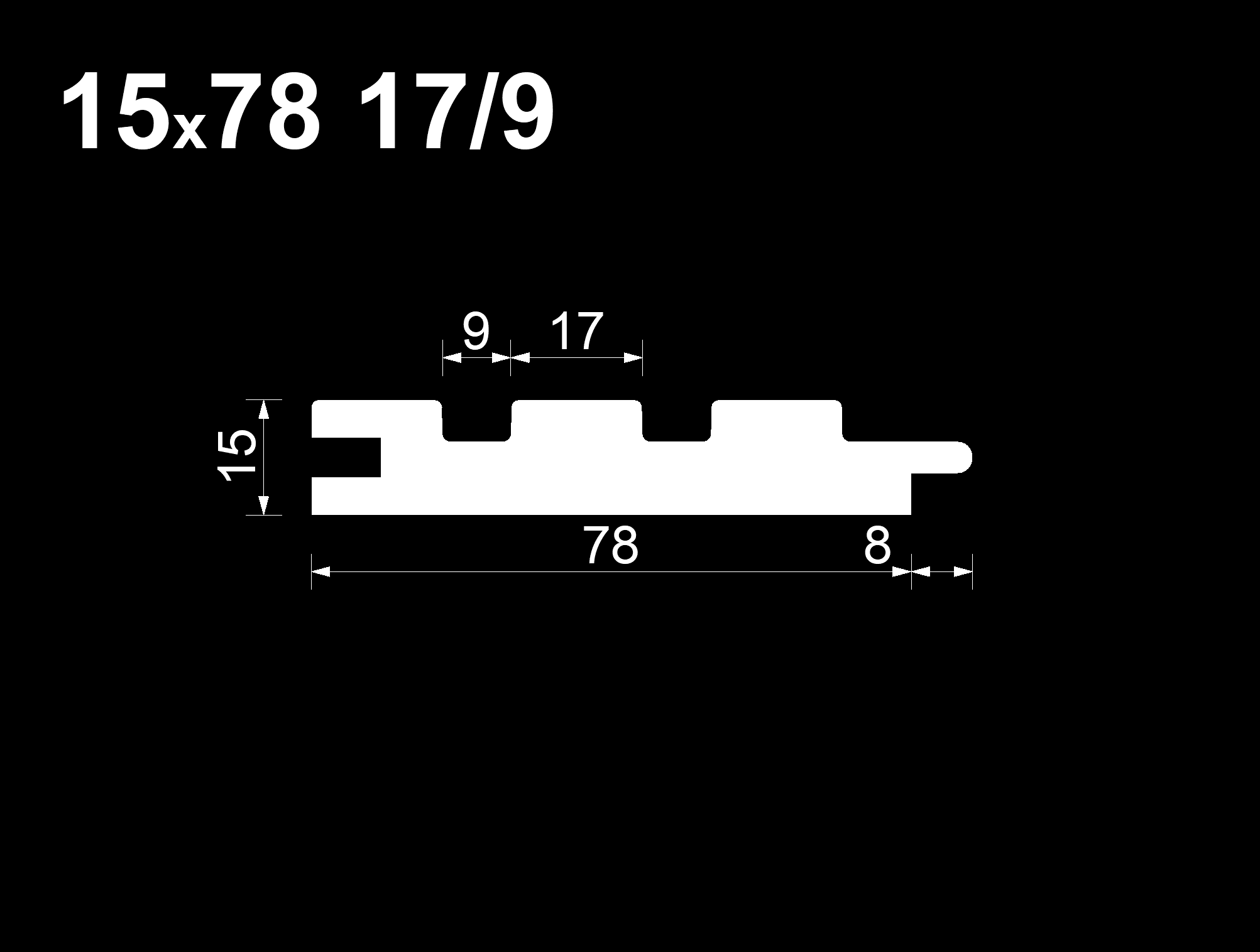 Вагонка реечная 17/9 ТермоОльха (EA) 15*78*1200