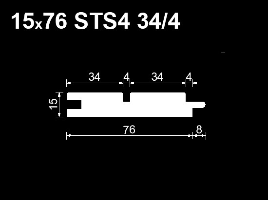 Вагонка STS4 реечная 34/4 ТермоОльха (EA) 15*76*1200